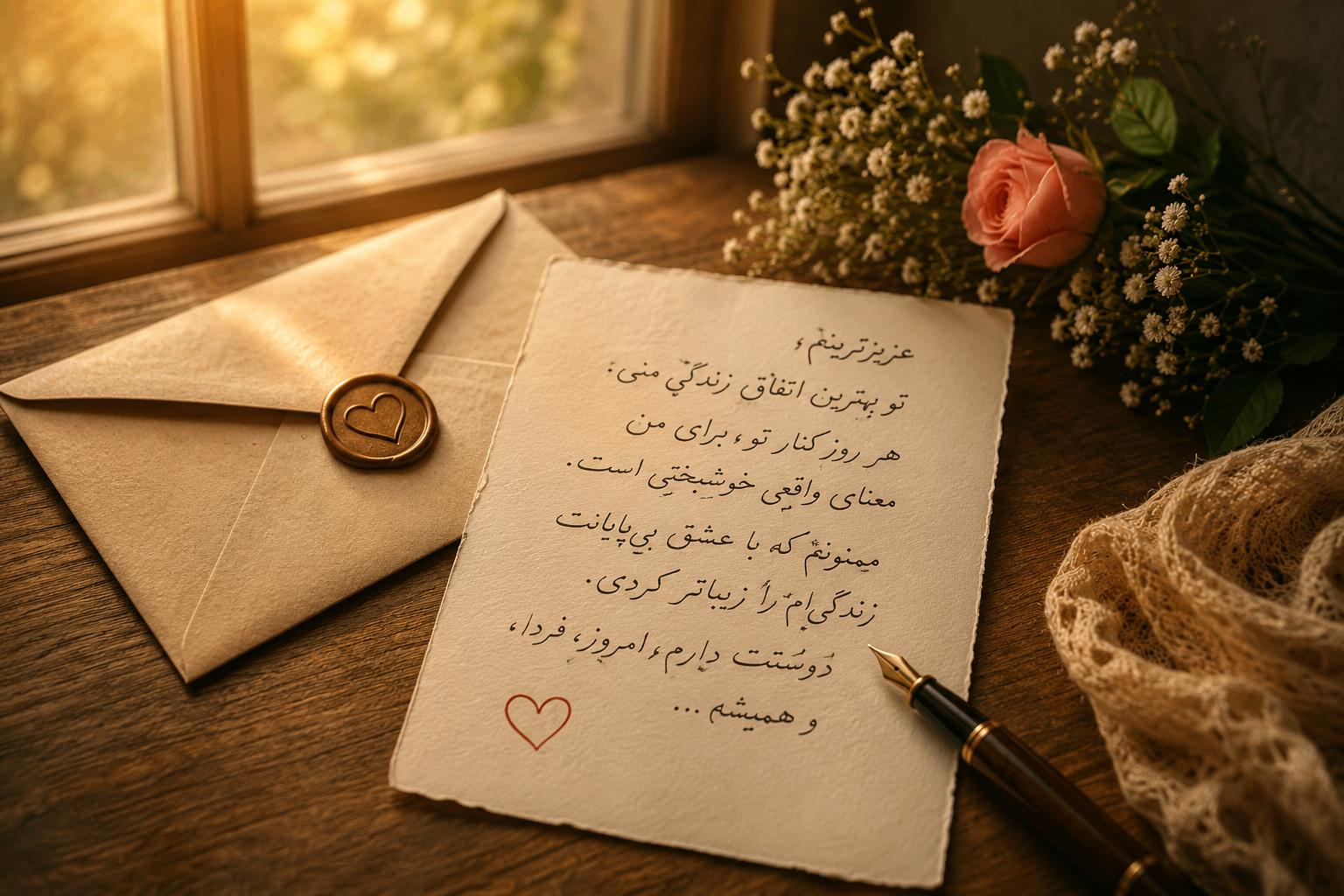 نامه عاشقانه دستنویس برای همسر